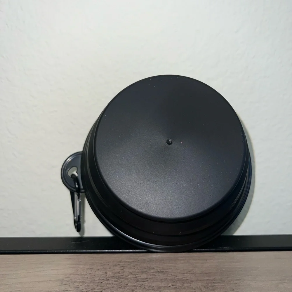 Black Collapsible Pet Bowl with Carabiner